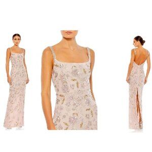 Mac Duggal Pink Embellished Maxi Dress Bridesmaids Maid of Honor Dress